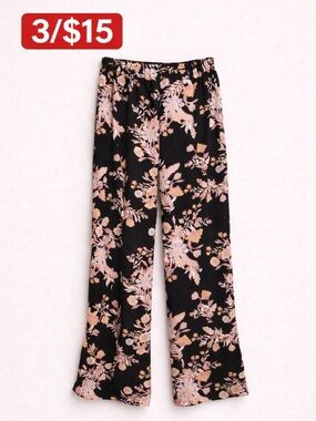 Art Class Floral Wide Leg Pants Women’s Small Black Boho